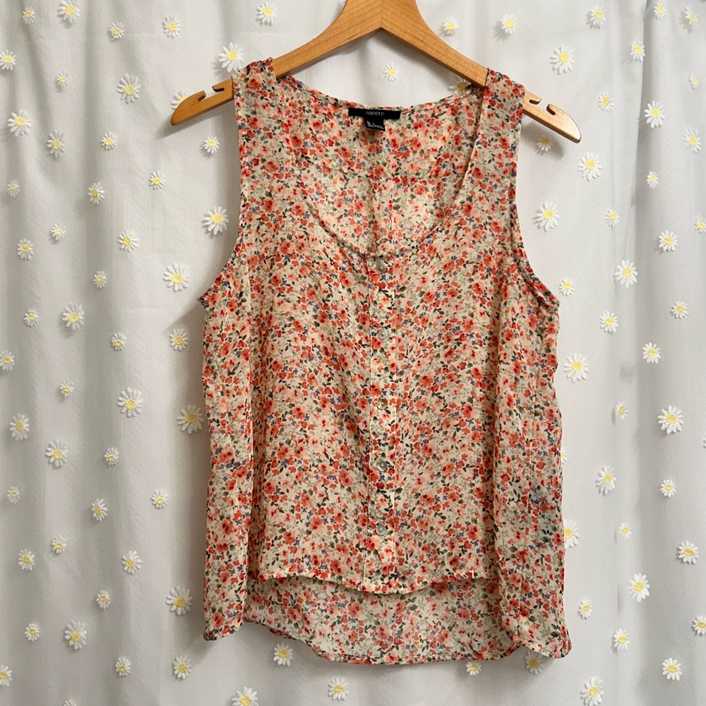 Forever 21 Floral Sheer Blouse